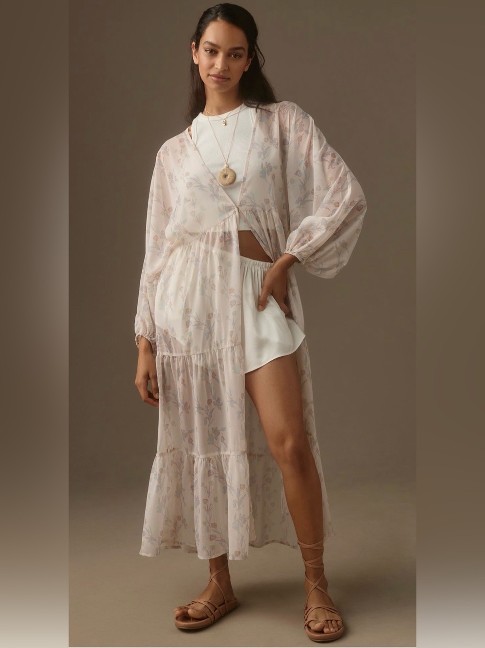 NWT by Anthropologie Floral Tiered Duster in One Size